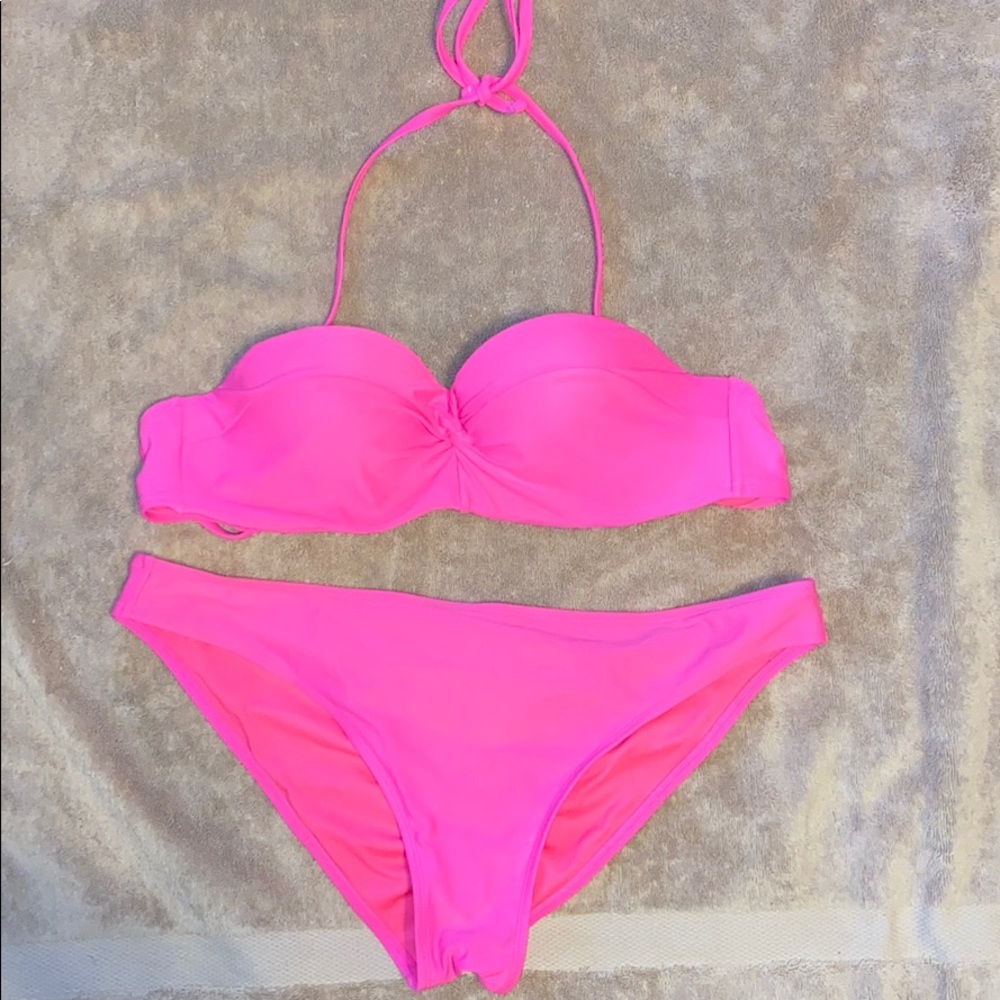 Neon pink bikini